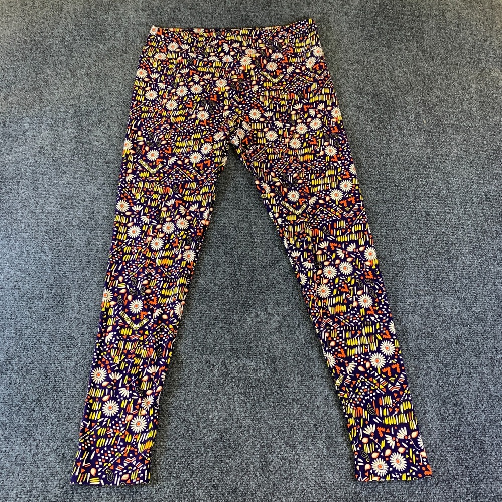 LuLaRoe Tall & Curvy Leggings Women 30x27 Multi Floral Geometric Workout Running
